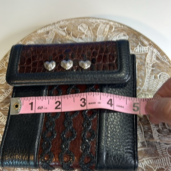 BRIGHTON SOFT LEATHER BLACK/BROWN WOVEN DESIGN WALLET - Picture 14 of 16